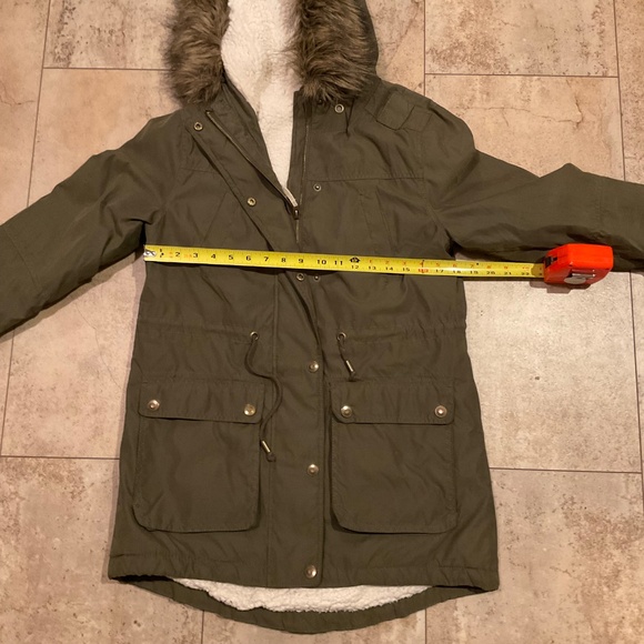 Prince and Fox Olive Green Winter Coat Removable Hood Sz M - READ! - Picture 7 of 11